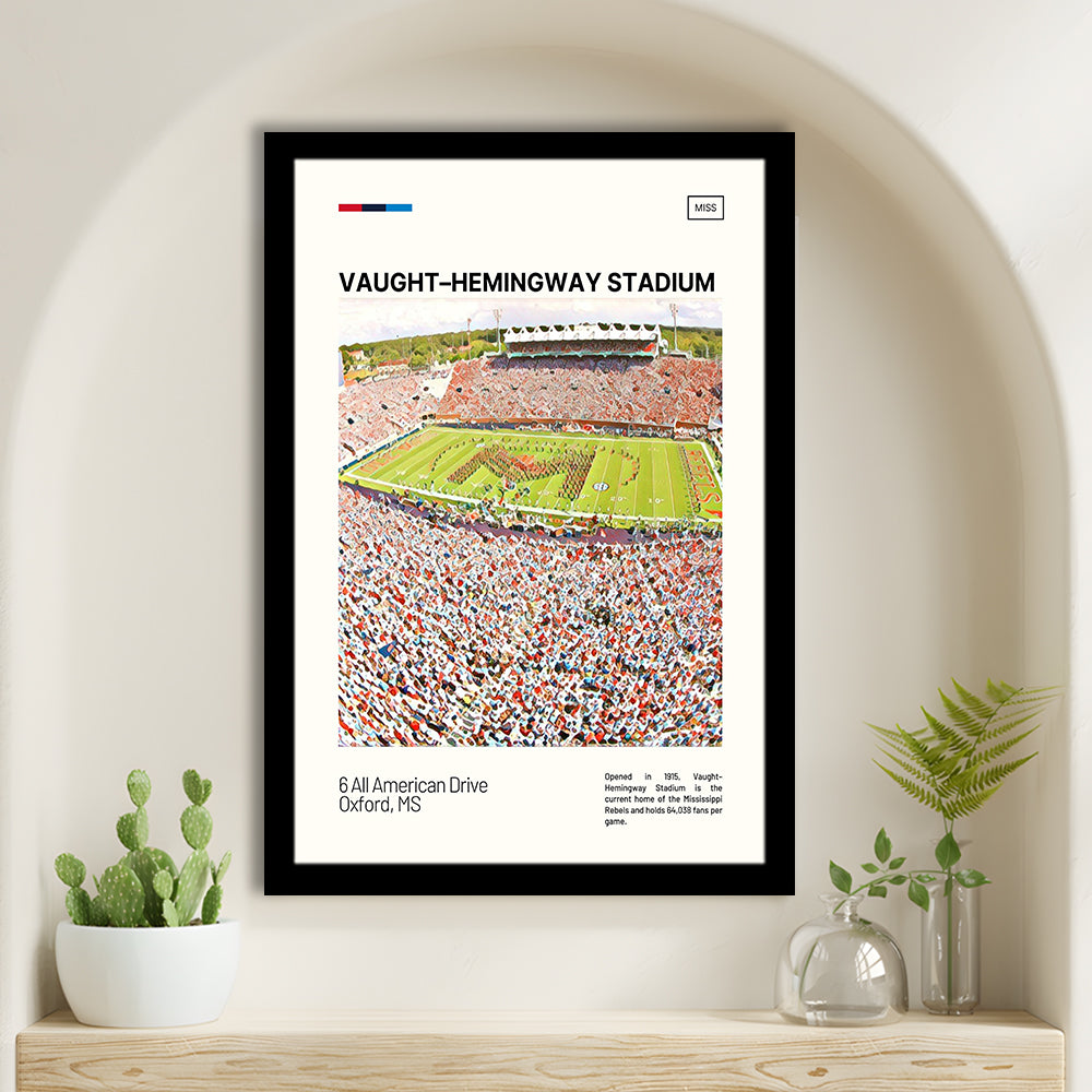 Vaught Hemingway Stadium Print, Ole Miss Rebels Stadium Art, Gifts for him, Sport Art, Framed Art Print Wall Decor