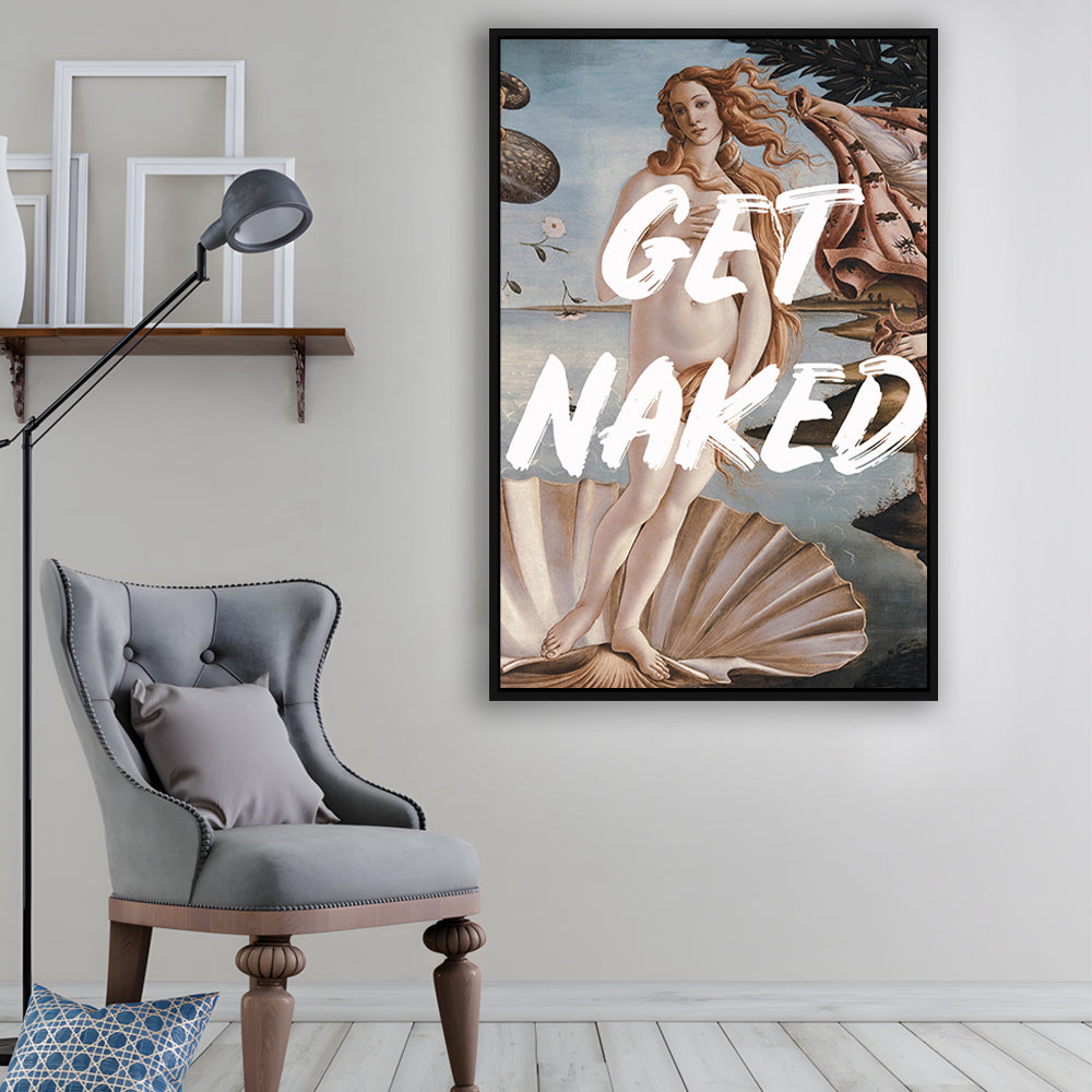 Venus Get Naked, Floating Framed Canvas Art Print,, Framed Canvas Prints Wall Art
