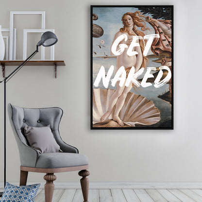 Venus Get Naked, Floating Framed Canvas Art Print,, Framed Canvas Prints Wall Art