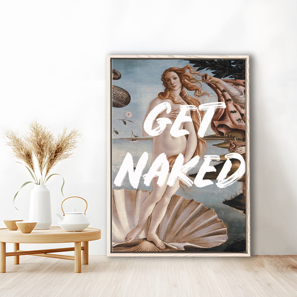 Venus Get Naked, Floating Framed Canvas Art Print,, Framed Canvas Prints Wall Art