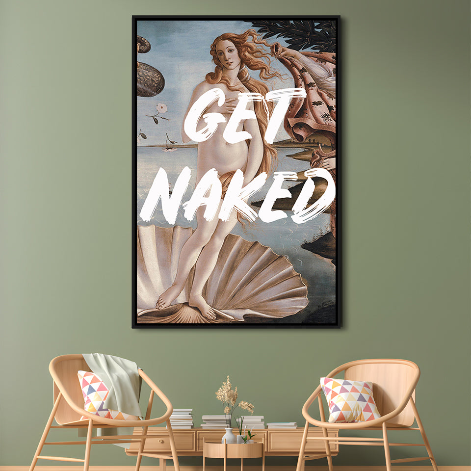 Venus Get Naked, Floating Framed Canvas Art Print,, Framed Canvas Prints Wall Art