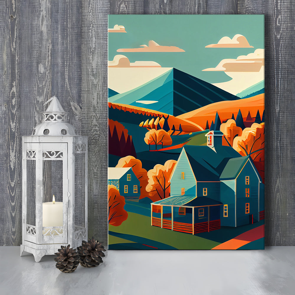 Vermont Retro Art Print, Vermont City Wall Art, Canvas Print, Painting Canvas, Living Room Decor