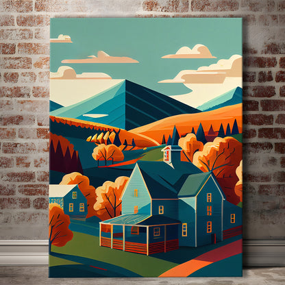 Vermont Retro Art Print, Vermont City Wall Art, Canvas Print, Painting Canvas, Living Room Decor