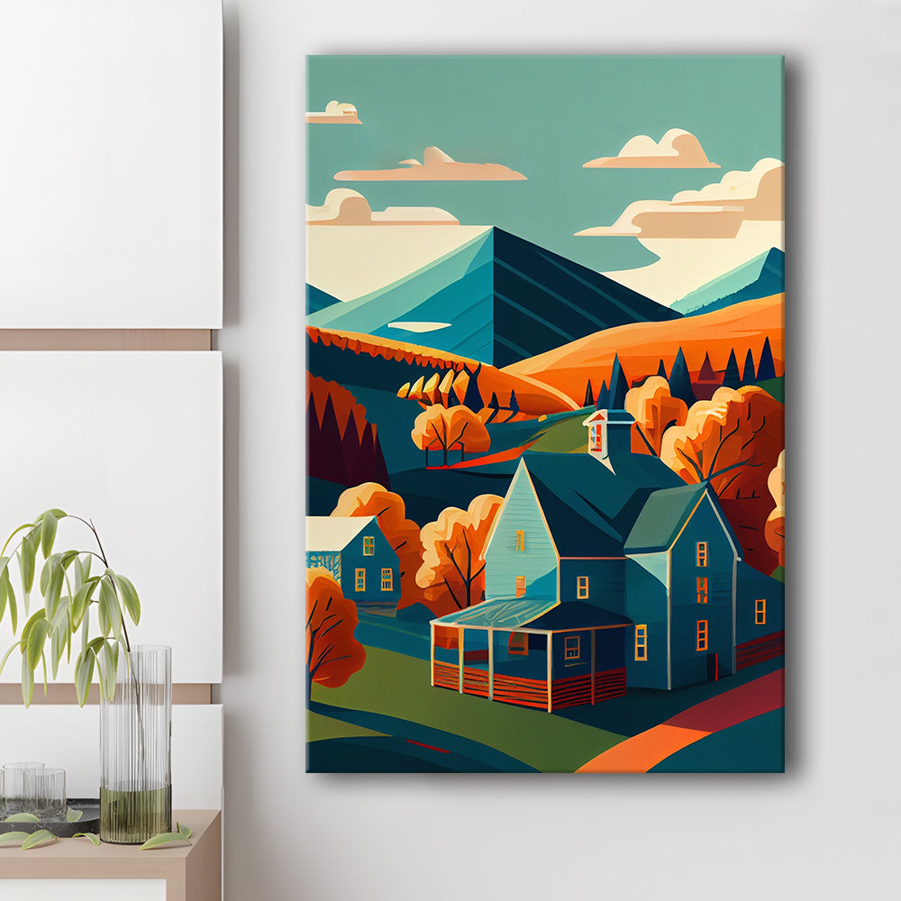 Vermont Retro Art Print, Vermont City Wall Art, Canvas Print, Painting Canvas, Living Room Decor