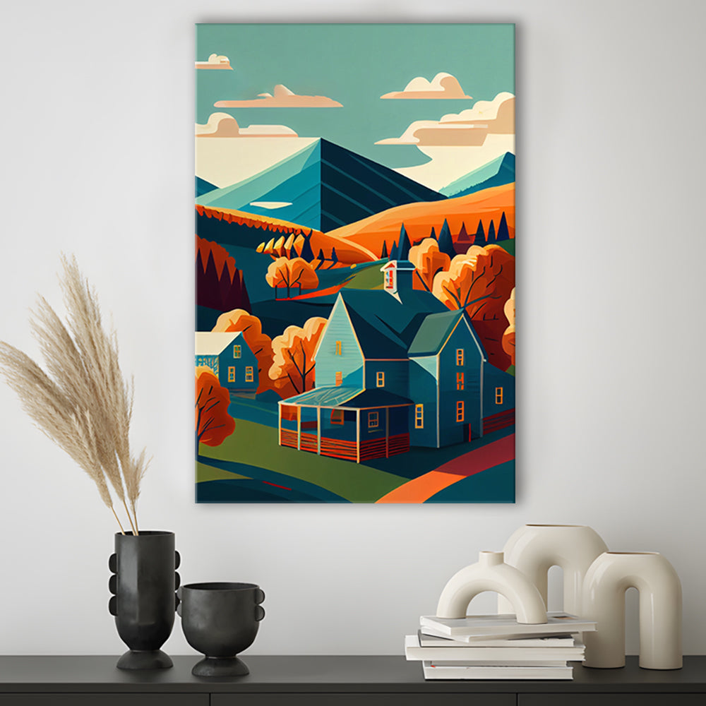 Vermont Retro Art Print, Vermont City Wall Art, Canvas Print, Painting Canvas, Living Room Decor