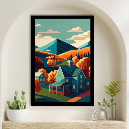 Vermont Retro Art Print, Vermont City Wall Art, Framed Art Print, Picture Framed, Painting Art