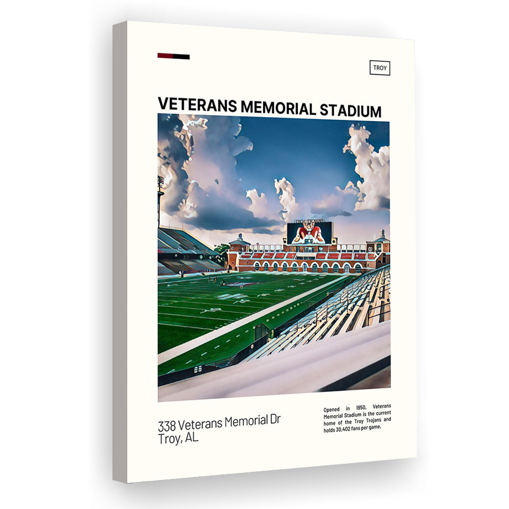 Veterans Memorial Stadium Print, Troy Trojans Stadium Canvas Art, Fan Gifts, Sport Art, Canvas Print Wall Art