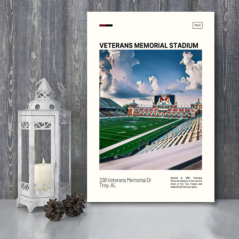 Veterans Memorial Stadium Print, Troy Trojans Stadium Canvas Art, Fan Gifts, Sport Art, Canvas Print Wall Art