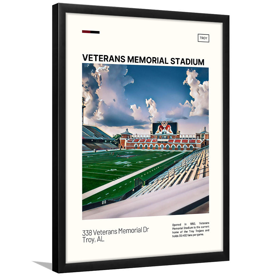 Veterans Memorial Stadium Print, Troy Trojans Stadium Art, Gifts for him, Sport Art, Framed Art Print Wall Decor