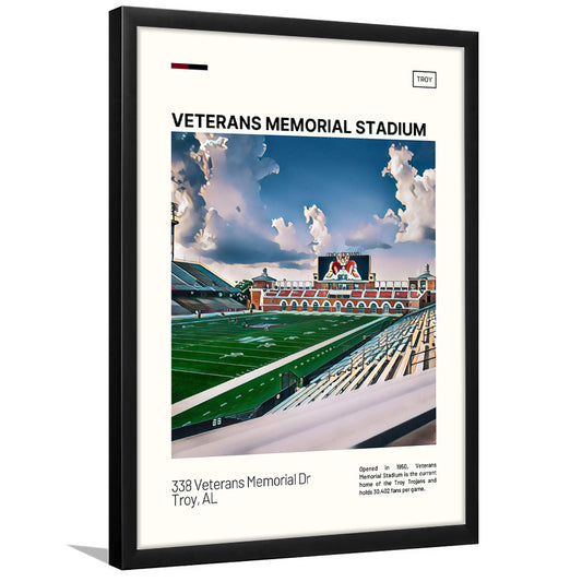 Veterans Memorial Stadium Print, Troy Trojans Stadium Art, Gifts for him, Sport Art, Framed Art Print Wall Decor