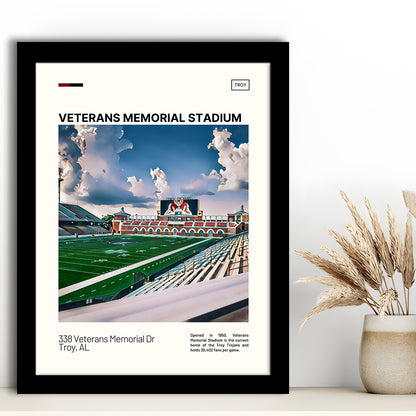 Veterans Memorial Stadium Print, Troy Trojans Stadium Art, Gifts for him, Sport Art, Framed Art Print Wall Decor