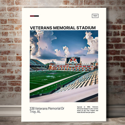 Veterans Memorial Stadium Print, Troy Trojans Stadium Canvas Art, Fan Gifts, Sport Art, Canvas Print Wall Art