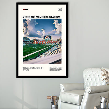 Veterans Memorial Stadium Print, Troy Trojans Stadium Art, Gifts for him, Sport Art, Framed Art Print Wall Decor