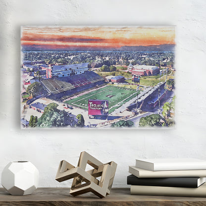 Veterans Memorial Painting Stadium Watercolor, Troy Watercolor, Sport Art, Gifts for him, Canvas Print Wall Art