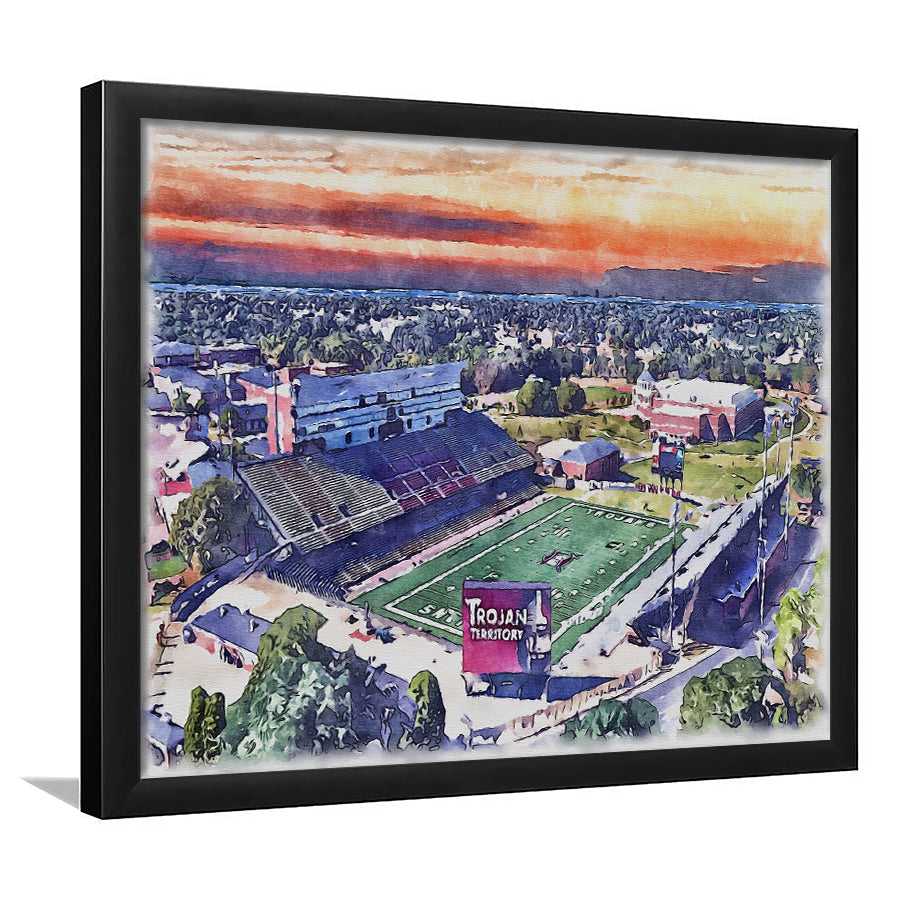 Veterans Memorial Painting Stadium Watercolor, Troy Watercolor, Sport Gift Art, Framed Art Print Wall Decor