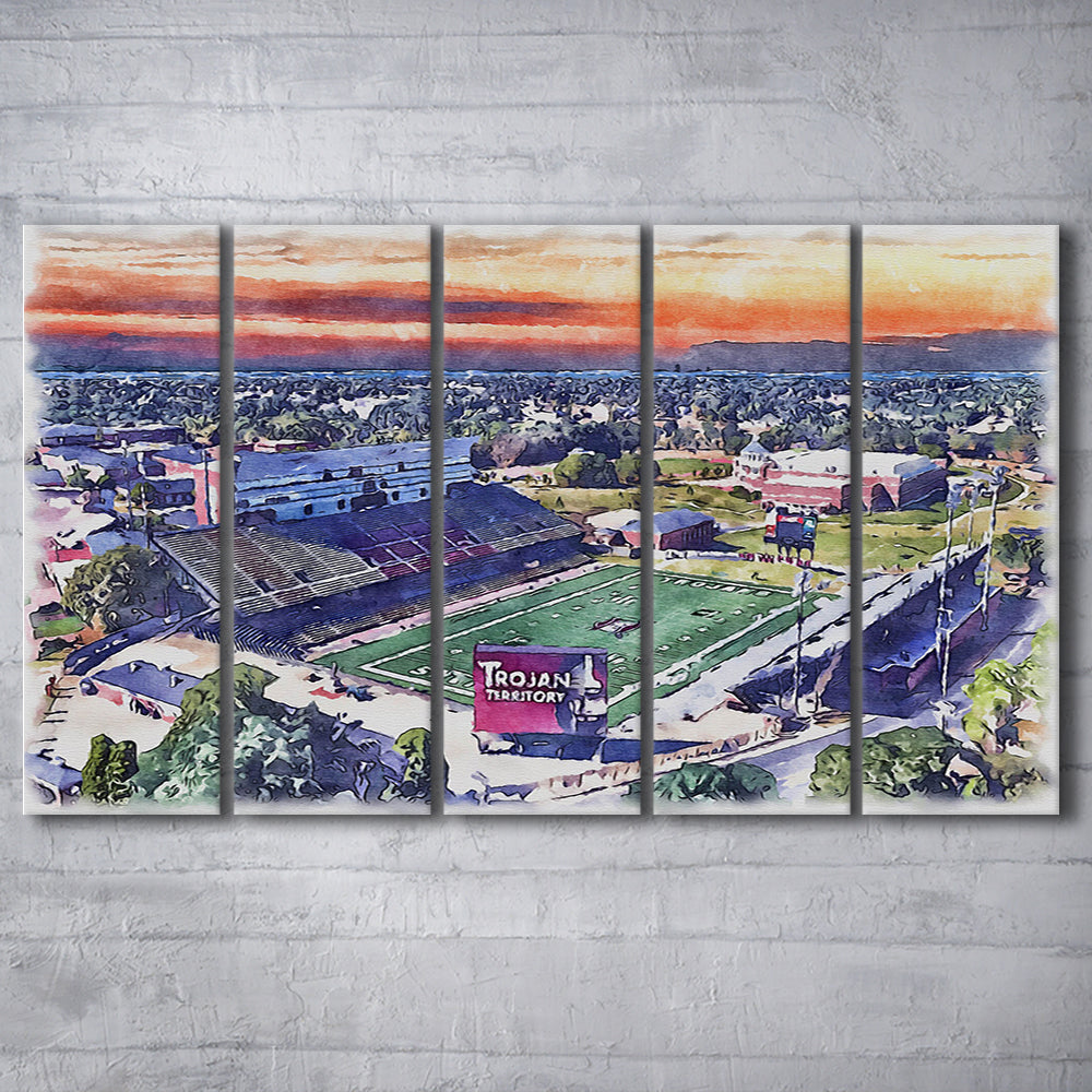 Veterans Memorial Painting Stadium Watercolor, Troy Watercolor, Sport Art, Extra Large Canvas Print Wall Art