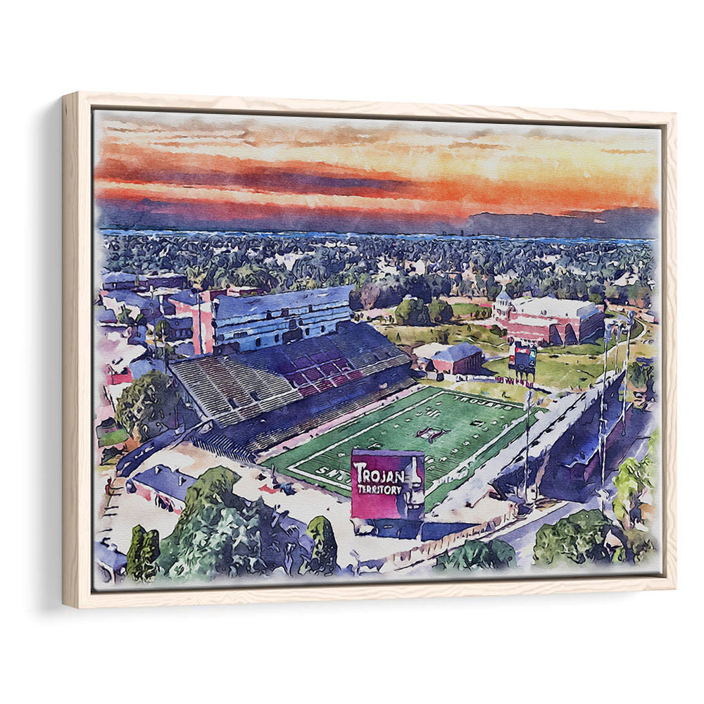 Veterans Memorial Painting Stadium Watercolor, Troy Watercolor, Sport Gift Art, Framed Canvas Print Wall Art
