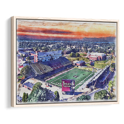 Veterans Memorial Painting Stadium Watercolor, Troy Watercolor, Sport Gift Art, Framed Canvas Print Wall Art