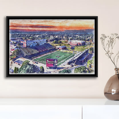 Veterans Memorial Painting Stadium Watercolor, Troy Watercolor, Sport Gift Art, Framed Canvas Print Wall Art