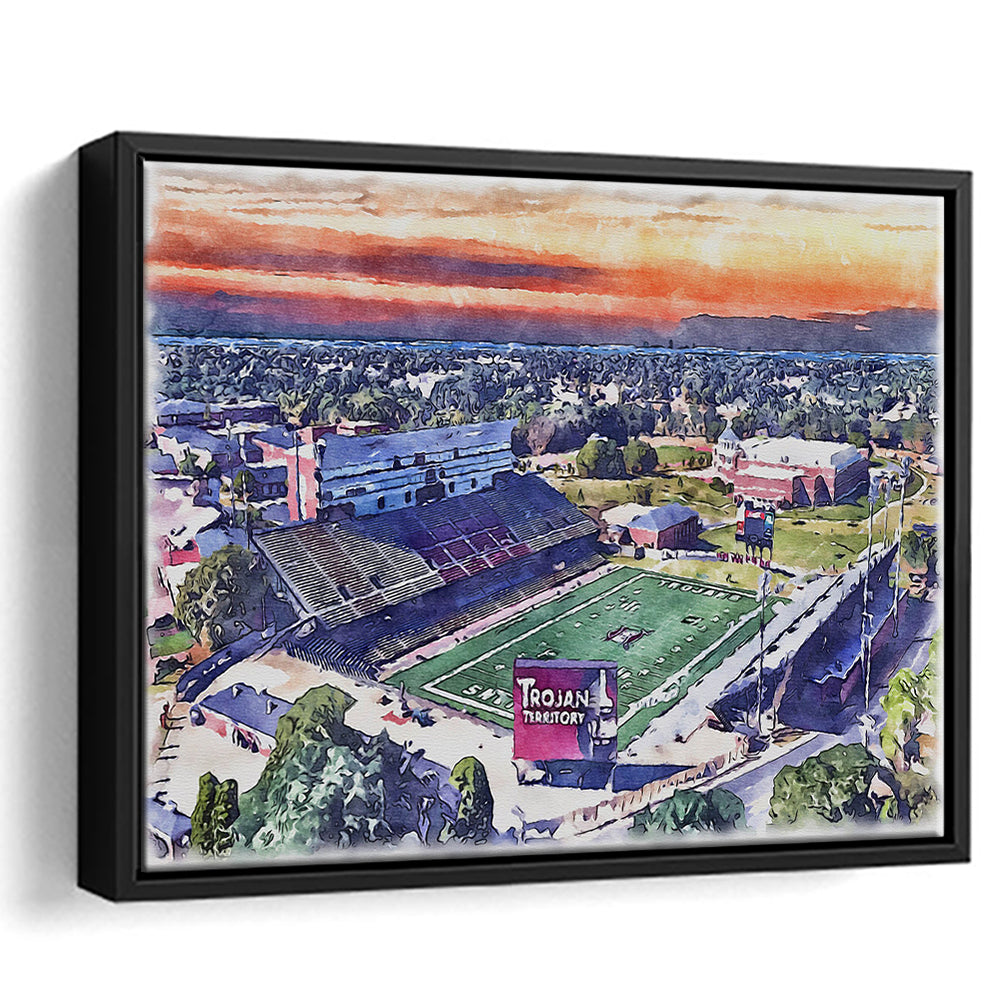 Veterans Memorial Painting Stadium Watercolor, Troy Watercolor, Sport Gift Art, Framed Canvas Print Wall Art