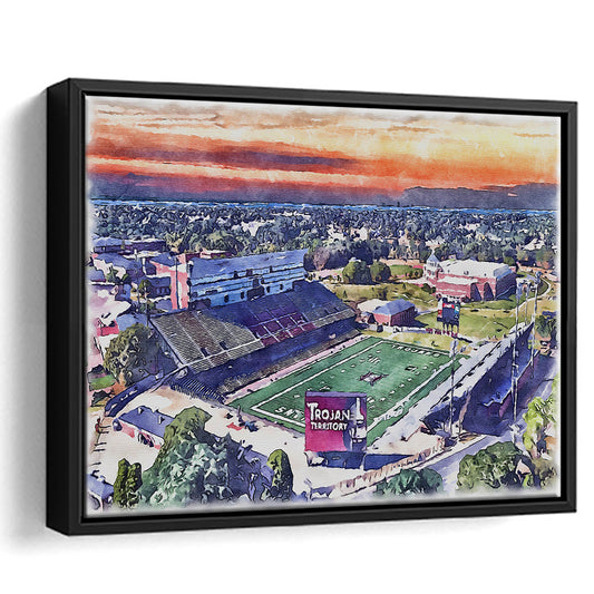 Veterans Memorial Painting Stadium Watercolor, Troy Watercolor, Sport Gift Art, Framed Canvas Print Wall Art