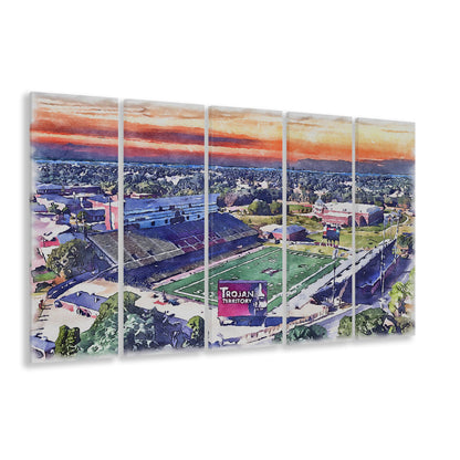 Veterans Memorial Painting Stadium Watercolor, Troy Watercolor, Sport Art, Extra Large Canvas Print Wall Art