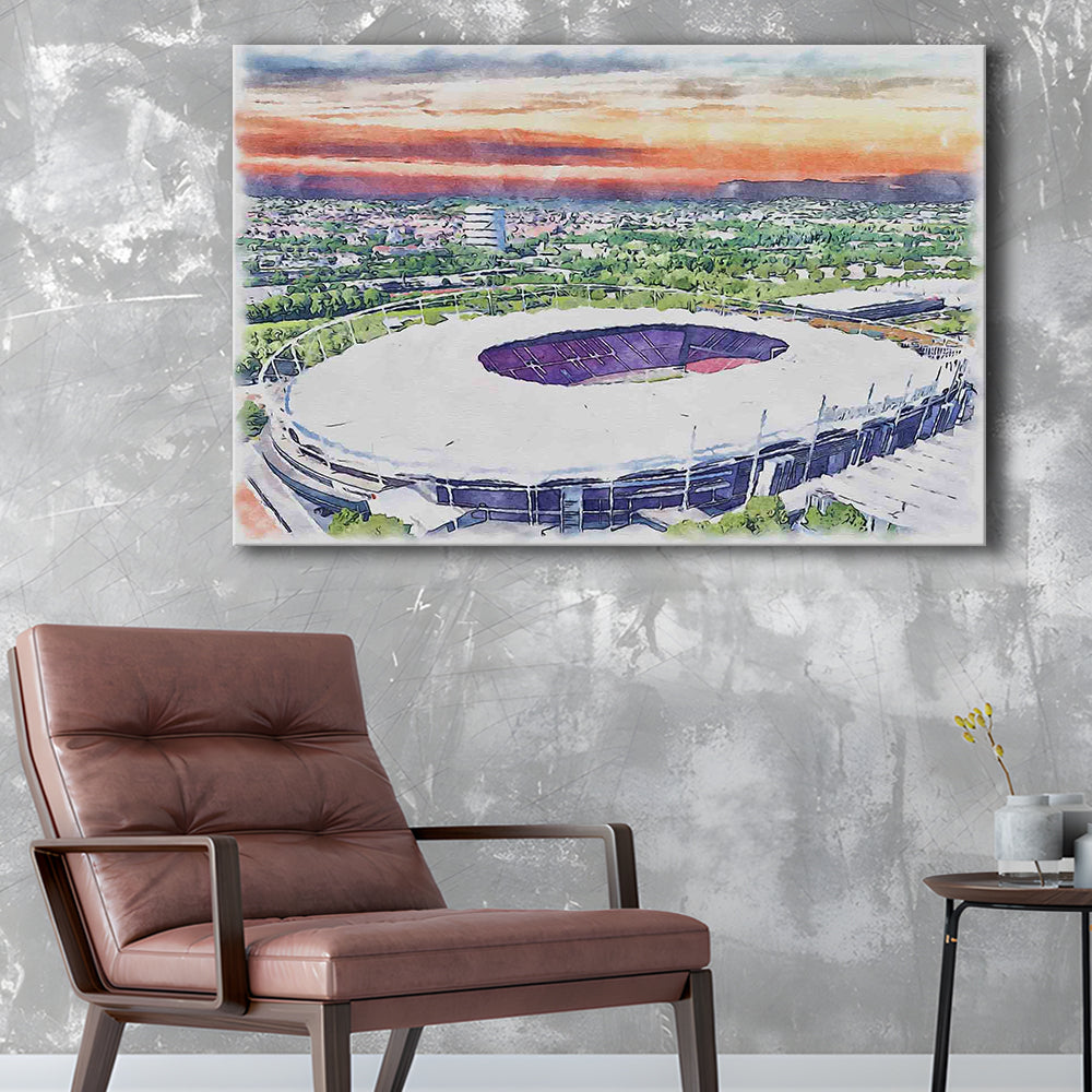 VfB Stuttgart Painting Canvas Stadium Watercolor, Sport Art, Gifts for him, Canvas Print Wall Art