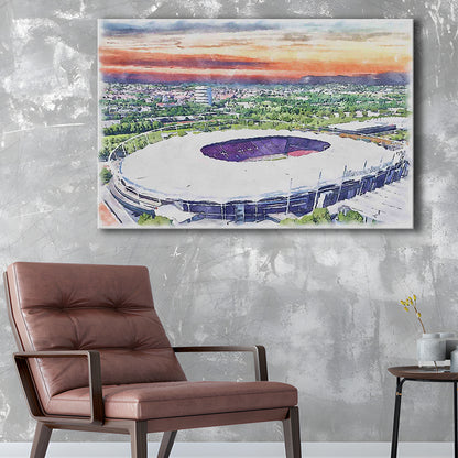 VfB Stuttgart Painting Canvas Stadium Watercolor, Sport Art, Gifts for him, Canvas Print Wall Art