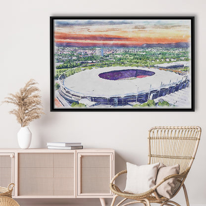VfB Stuttgart Painting Canvas Stadium Watercolor, Sport Gift Art, Framed Canvas Print Wall Art