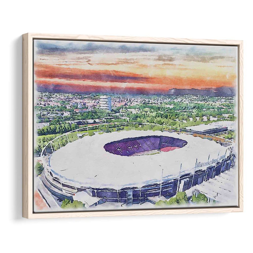 VfB Stuttgart Painting Canvas Stadium Watercolor, Sport Gift Art, Framed Canvas Print Wall Art