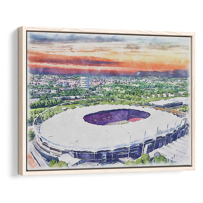 VfB Stuttgart Painting Canvas Stadium Watercolor, Sport Gift Art, Framed Canvas Print Wall Art