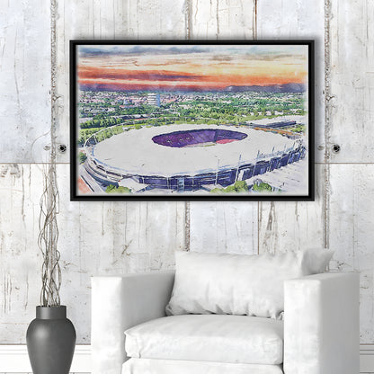 VfB Stuttgart Painting Canvas Stadium Watercolor, Sport Gift Art, Framed Canvas Print Wall Art