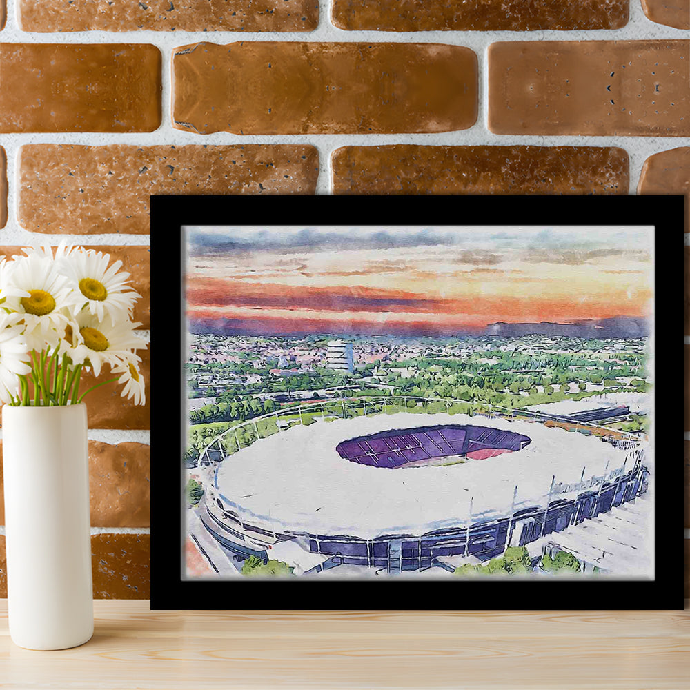 VfB Stuttgart Painting Canvas Stadium Watercolor, Sport Gift Art, Framed Art Print Wall Decor