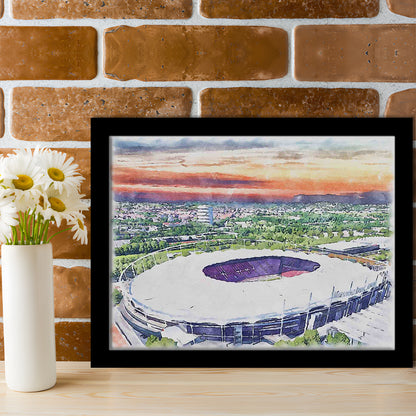VfB Stuttgart Painting Canvas Stadium Watercolor, Sport Gift Art, Framed Art Print Wall Decor
