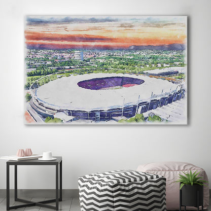 VfB Stuttgart Painting Canvas Stadium Watercolor, Sport Art, Gifts for him, Canvas Print Wall Art