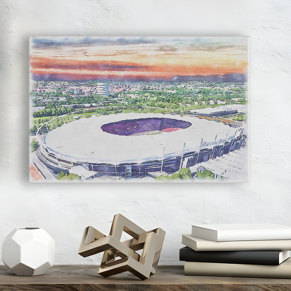 VfB Stuttgart Painting Canvas Stadium Watercolor, Sport Art, Gifts for him, Canvas Print Wall Art
