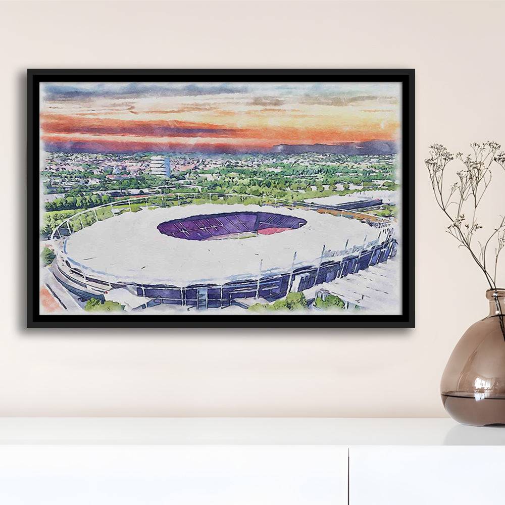 VfB Stuttgart Painting Canvas Stadium Watercolor, Sport Gift Art, Framed Canvas Print Wall Art
