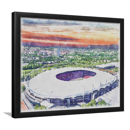 VfB Stuttgart Painting Canvas Stadium Watercolor, Sport Gift Art, Framed Art Print Wall Decor