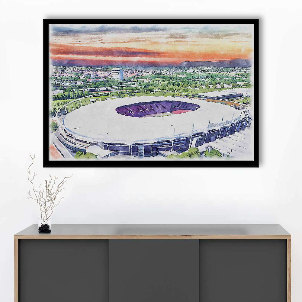 VfB Stuttgart Painting Canvas Stadium Watercolor, Sport Gift Art, Framed Art Print Wall Decor