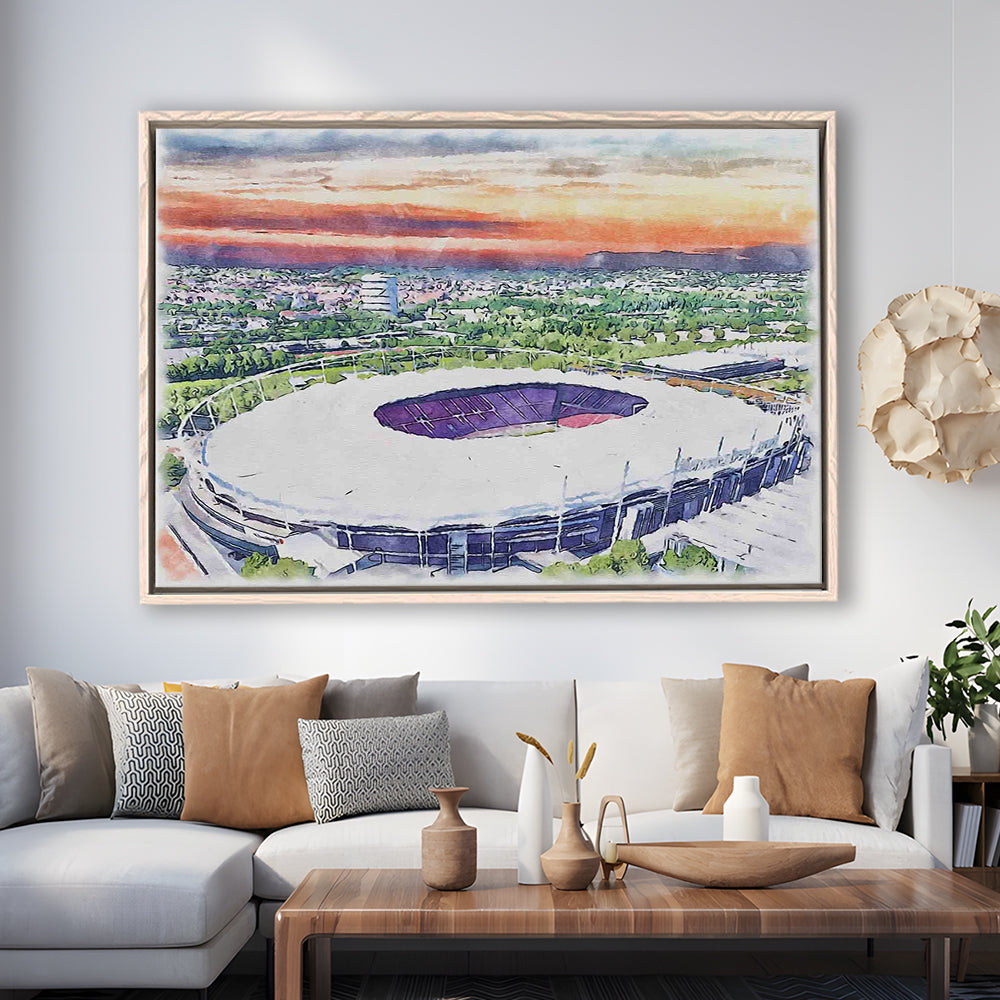 VfB Stuttgart Painting Canvas Stadium Watercolor, Sport Gift Art, Framed Canvas Print Wall Art