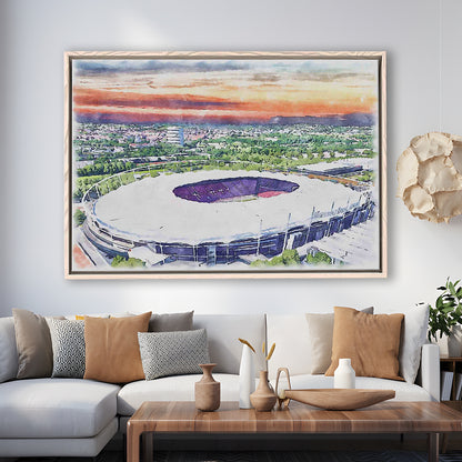 VfB Stuttgart Painting Canvas Stadium Watercolor, Sport Gift Art, Framed Canvas Print Wall Art