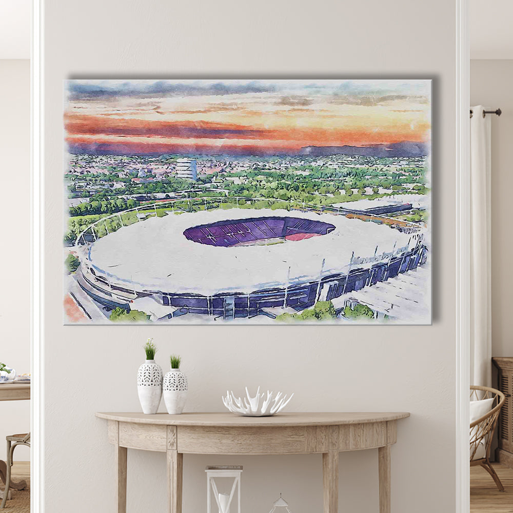 VfB Stuttgart Painting Canvas Stadium Watercolor, Sport Art, Gifts for him, Canvas Print Wall Art