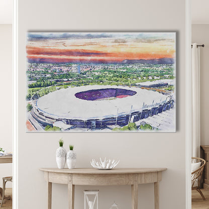 VfB Stuttgart Painting Canvas Stadium Watercolor, Sport Art, Gifts for him, Canvas Print Wall Art