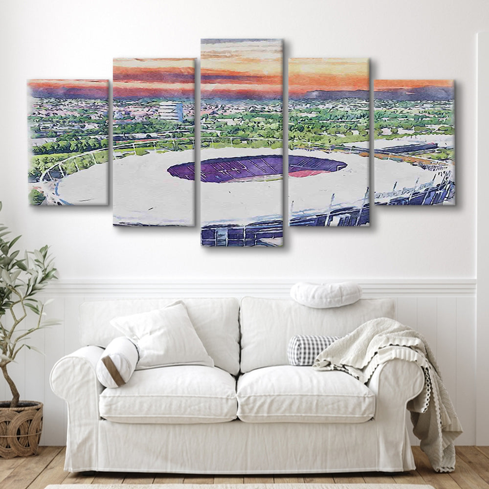 VfB Stuttgart Painting Canvas Stadium Watercolor, Sport Art, Mixed 5 Panel, Canvas Print Wall Art