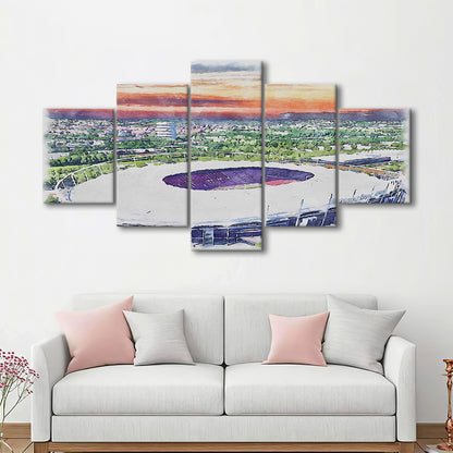 VfB Stuttgart Painting Canvas Stadium Watercolor, Sport Art, Mixed 5 Panel, Canvas Print Wall Art