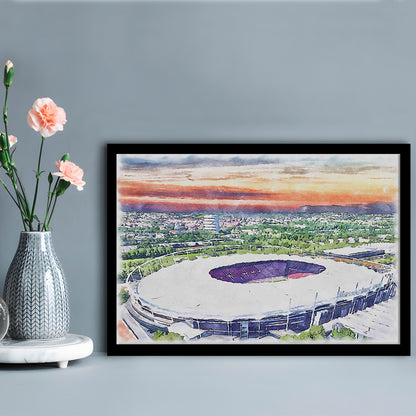 VfB Stuttgart Painting Canvas Stadium Watercolor, Sport Gift Art, Framed Art Print Wall Decor
