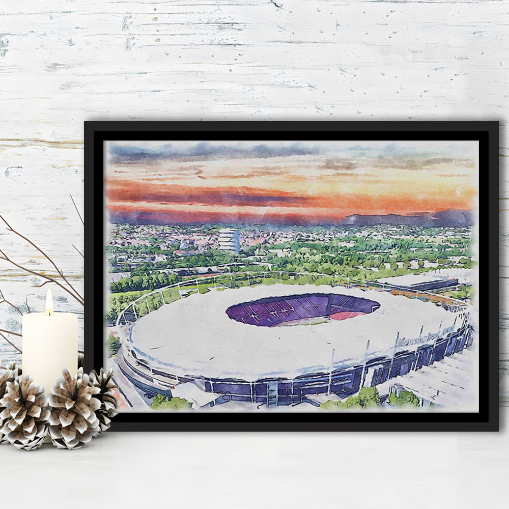 VfB Stuttgart Painting Canvas Stadium Watercolor, Sport Gift Art, Framed Canvas Print Wall Art