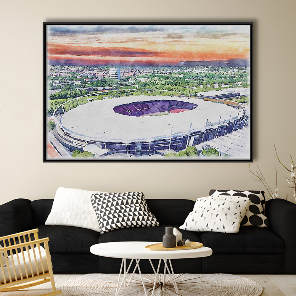 VfB Stuttgart Painting Canvas Stadium Watercolor, Sport Gift Art, Framed Canvas Print Wall Art