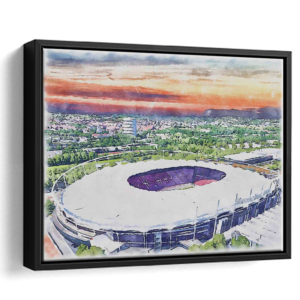VfB Stuttgart Painting Canvas Stadium Watercolor, Sport Gift Art, Framed Canvas Print Wall Art