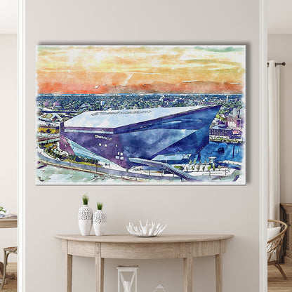 Vikings Football Stadium, US Bank Painting Stadium Watercolor, Sport Art, Gifts for him, Canvas Print Wall Art
